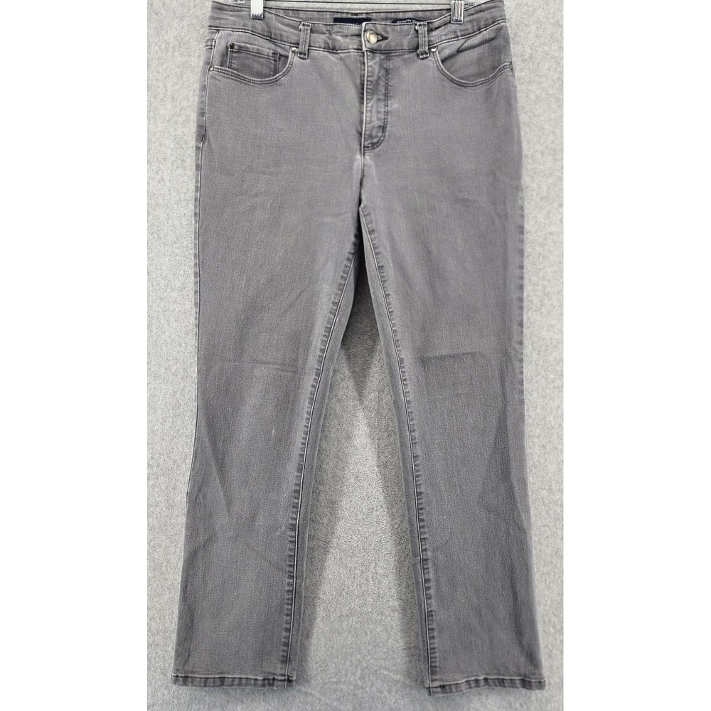 Charter Club Lexington Straight Jeans Sz‎ 8P Light Gray Petite Denim Stretch Mid